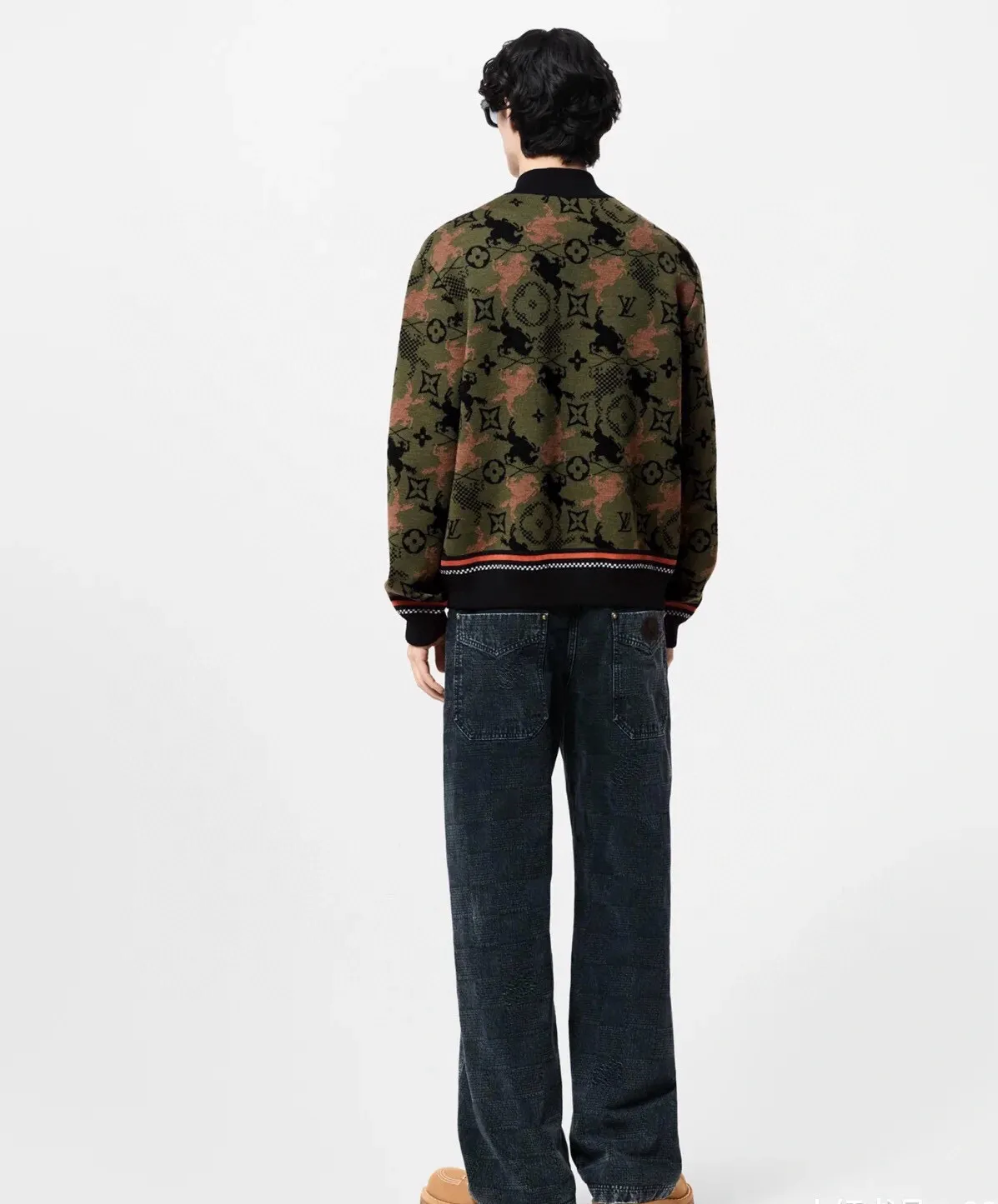 Louis Vuitton/Louis Vuitton 24Fw Western denim jacquard camouflage knitted jacket